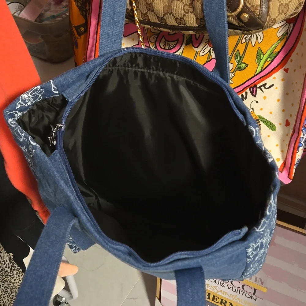 NWT Stitch large denim Tote zip top - Picture 4 of 5
